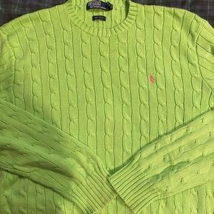 Green w/ Pink logo Ralph Lauren Polo Cable knit